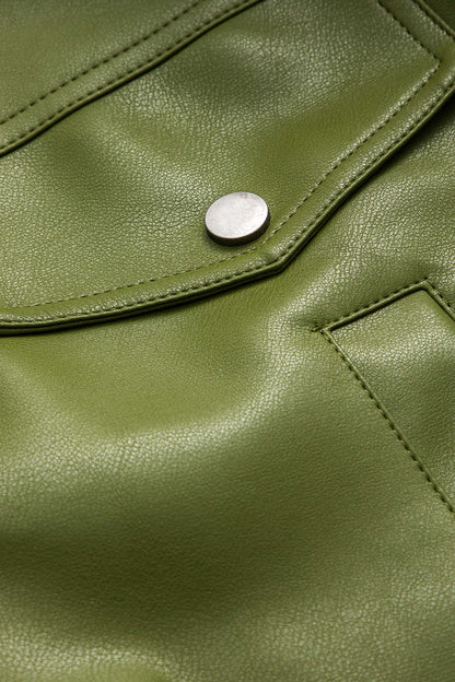 Damen Kunstlederjacke Grün Trendy
