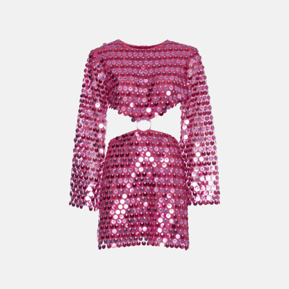 Glitzerndes Damen Minikleid Pailletten Cut-Out