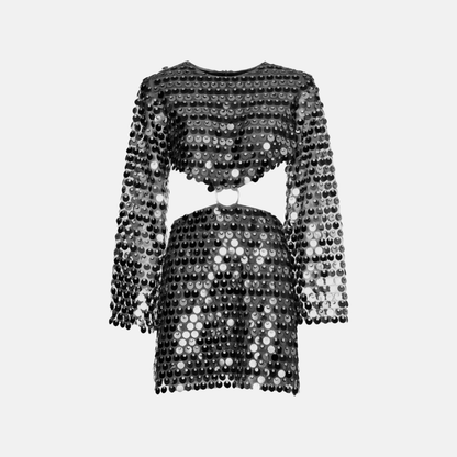 Glitzerndes Damen Minikleid Pailletten Cut-Out