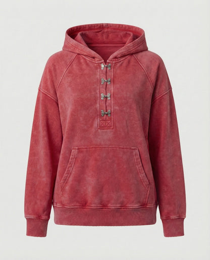 Blau Unisex Hoodie Oversized Kurzgeschnitten Baumwolle