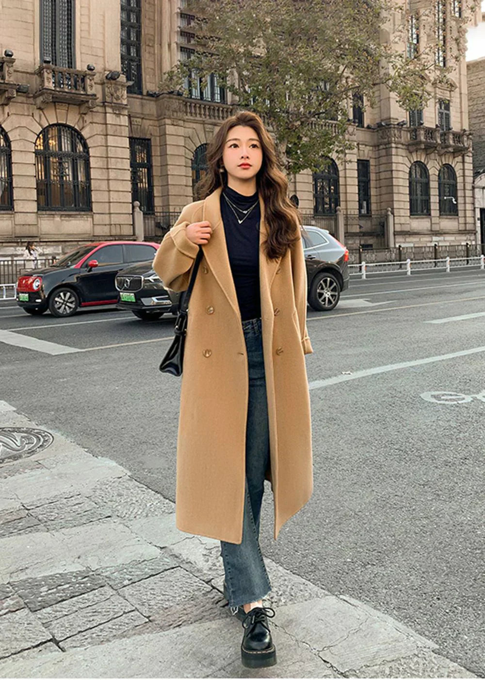 Damen Wollmantel Modern Lässig Winter