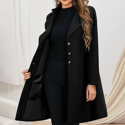 Damen Mantel Berliner Stil Elegantes Design Schwarz - Norvielle