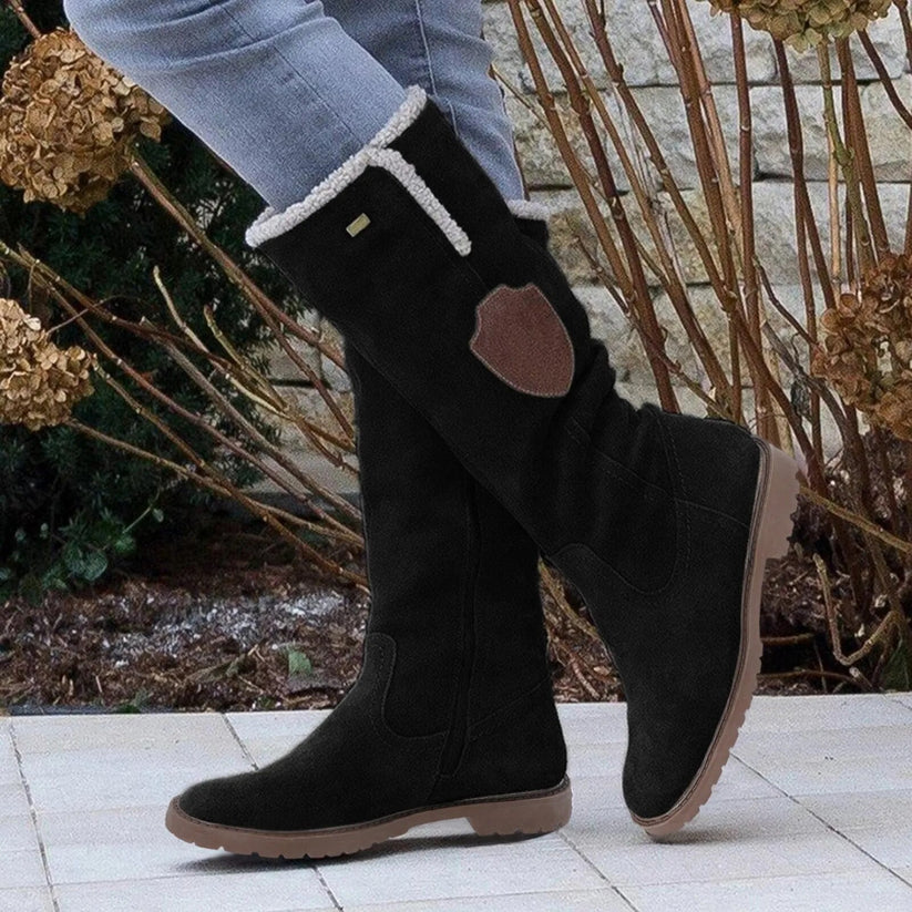 Damen Warme Sherpa Winterstiefel Wildleder