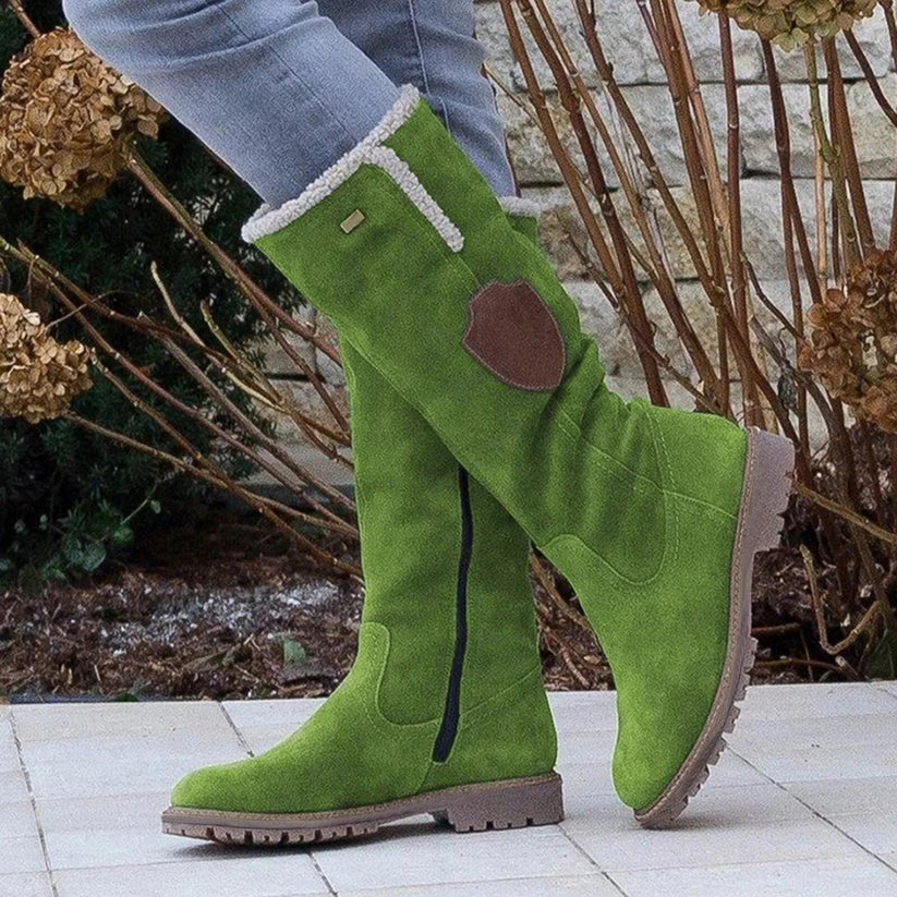 Damen Warme Sherpa Winterstiefel Wildleder
