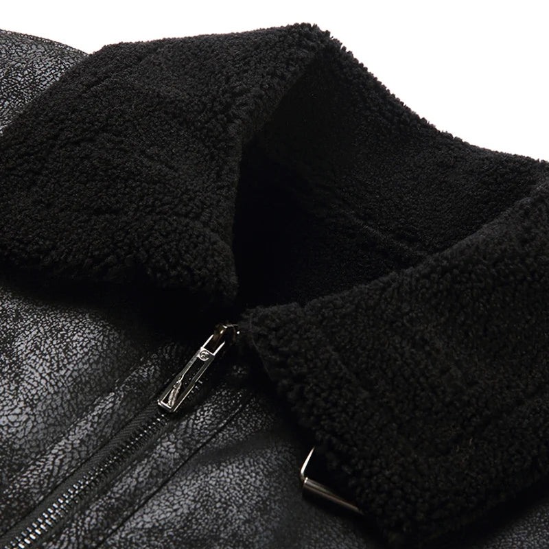 Herren Lederjacke Vintage Ledermantel Elegant