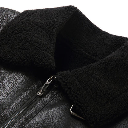 Herren Lederjacke Vintage Ledermantel Elegant