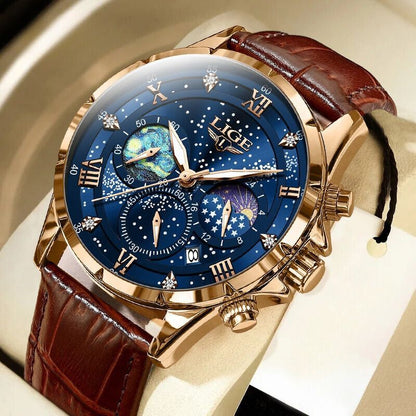 Herrenuhr Edelstahl Mondphasen Elegant - Norvielle