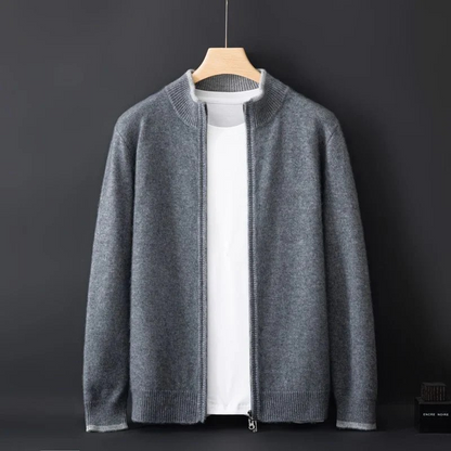 Herren Strickjacke Merino-Wolle Reißverschluss Warm