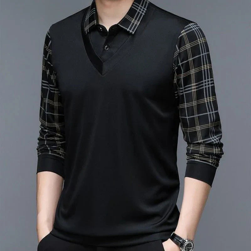 Herren Langarm Poloshirt Klassisch Elegantes Design