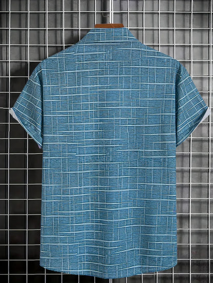 Herren Kariertes Kurzarmhemd Büroshirt Modern