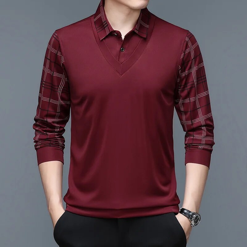 Herren Langarm Poloshirt Klassisch Elegantes Design - Norvielle