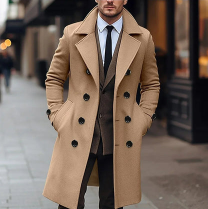 Herren Wollmantel Klassisch Warm Beige Braun Schwarz - Norvielle