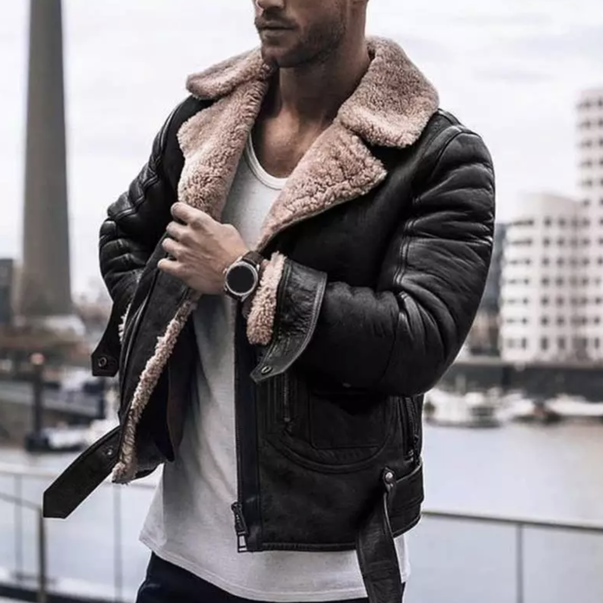 Herren Winterjacke Warm Isoliert Modern Schwarz - Norvielle