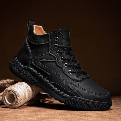 Herren Leder Wanderstiefel Robust Wasserfest