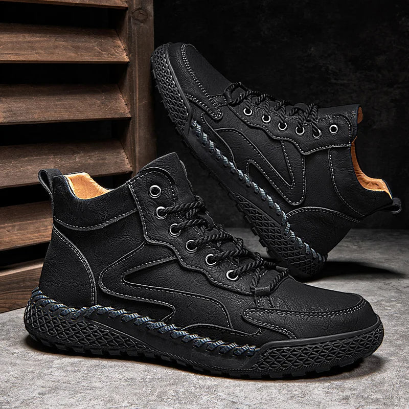 Herren Leder Wanderstiefel Robust Wasserfest