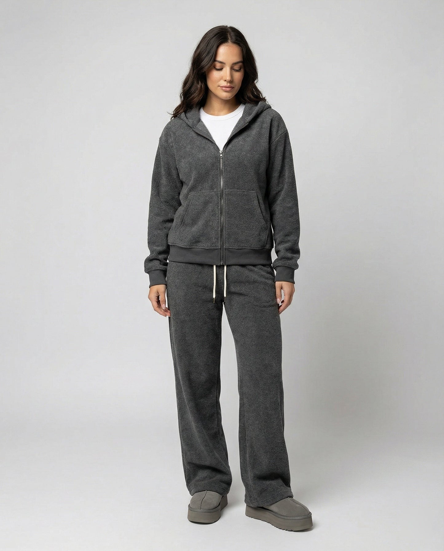 Damen Winter Sportanzug Set Gefüttert Grau Warm - Norvielle
