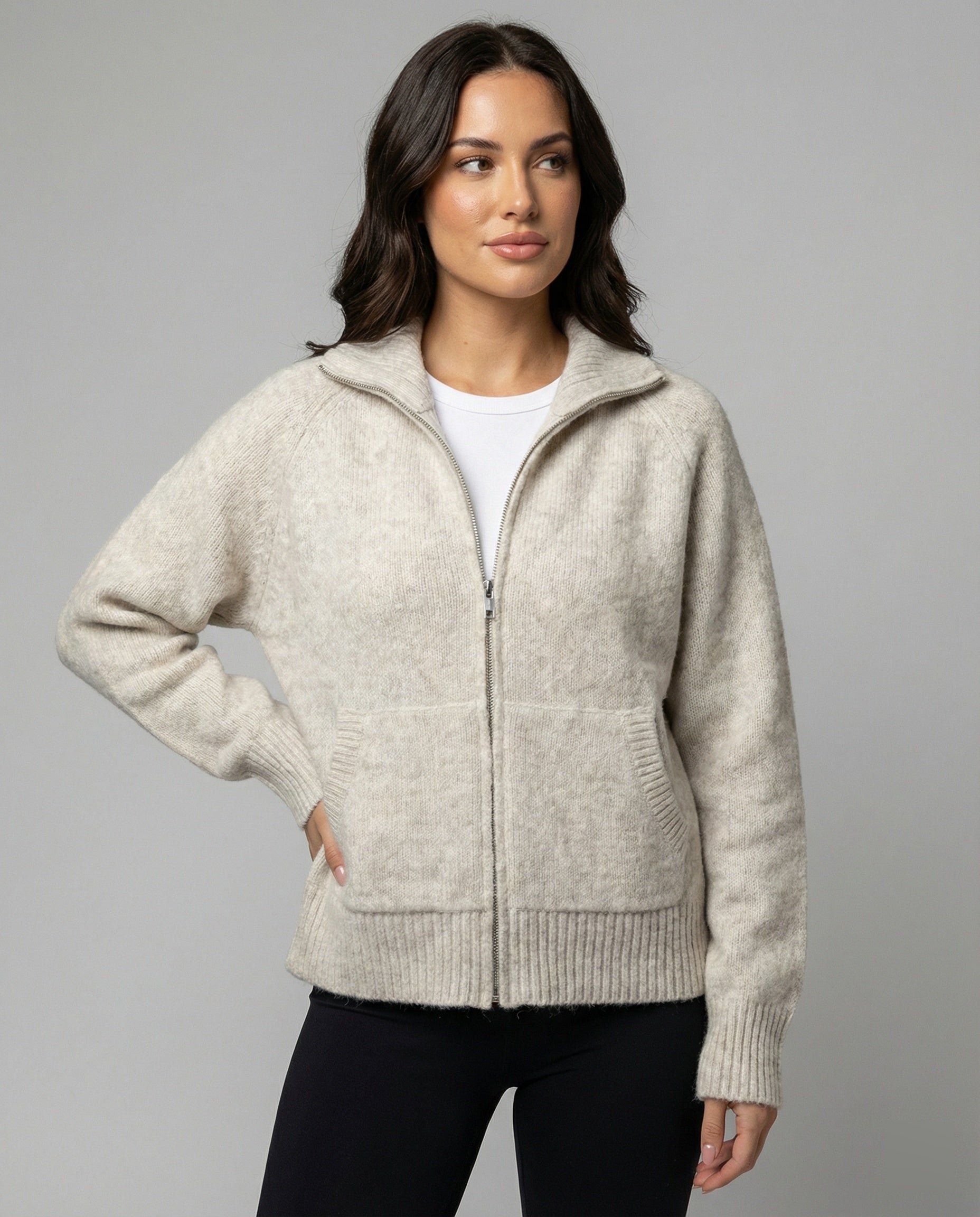 Damen Strickjacke Kurz Reißverschluss Weich - Norvielle