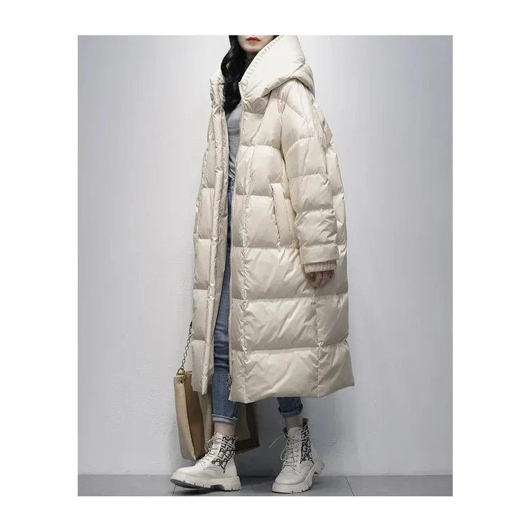Damen Lange Winterjacke Daunenfüllung Warm