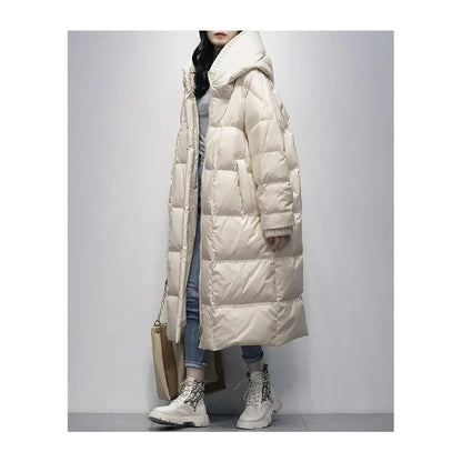 Damen Lange Winterjacke Daunenfüllung Warm