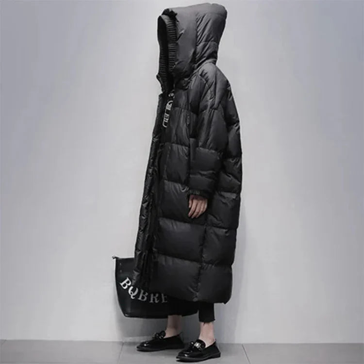 Damen Lange Winterjacke Daunenfüllung Warm
