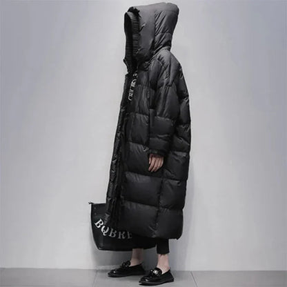 Damen Lange Winterjacke Daunenfüllung Warm