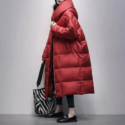 Damen Lange Winterjacke Daunenfüllung Warm