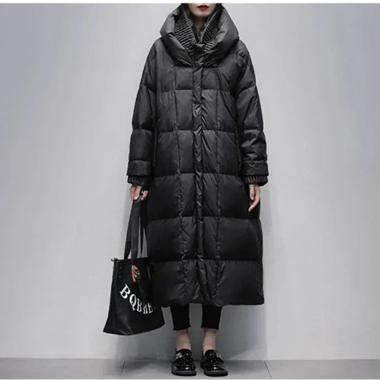 Damen Lange Winterjacke Daunenfüllung Warm