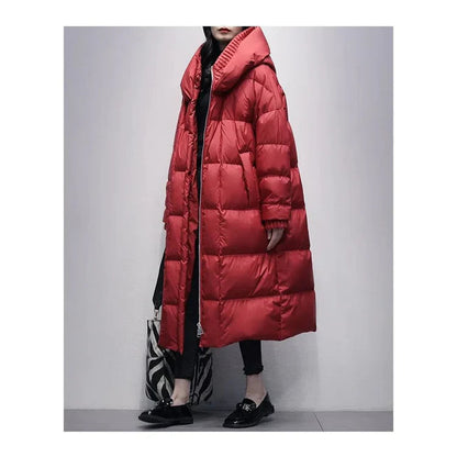 Damen Lange Winterjacke Daunenfüllung Warm