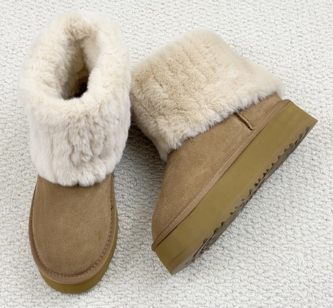 Damen Winterstiefeletten Warm Gefüttert Lässig Braun