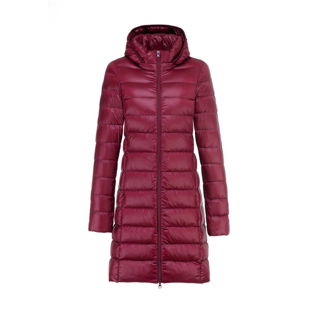Damen Steppjacke Lang mit Kapuze Warm
