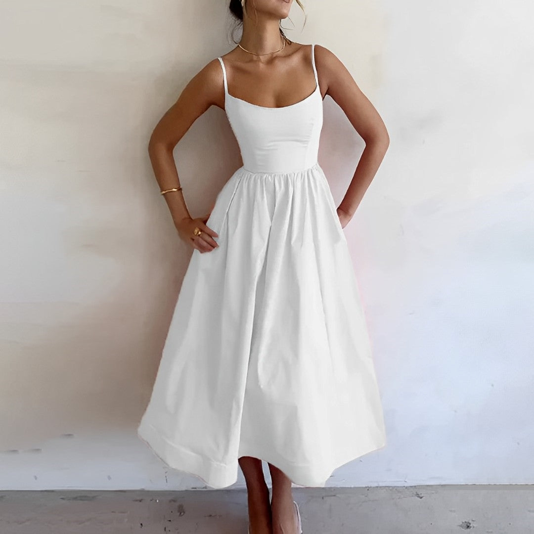 Damenkleid Raffenschnitt Feine Träger Sommer