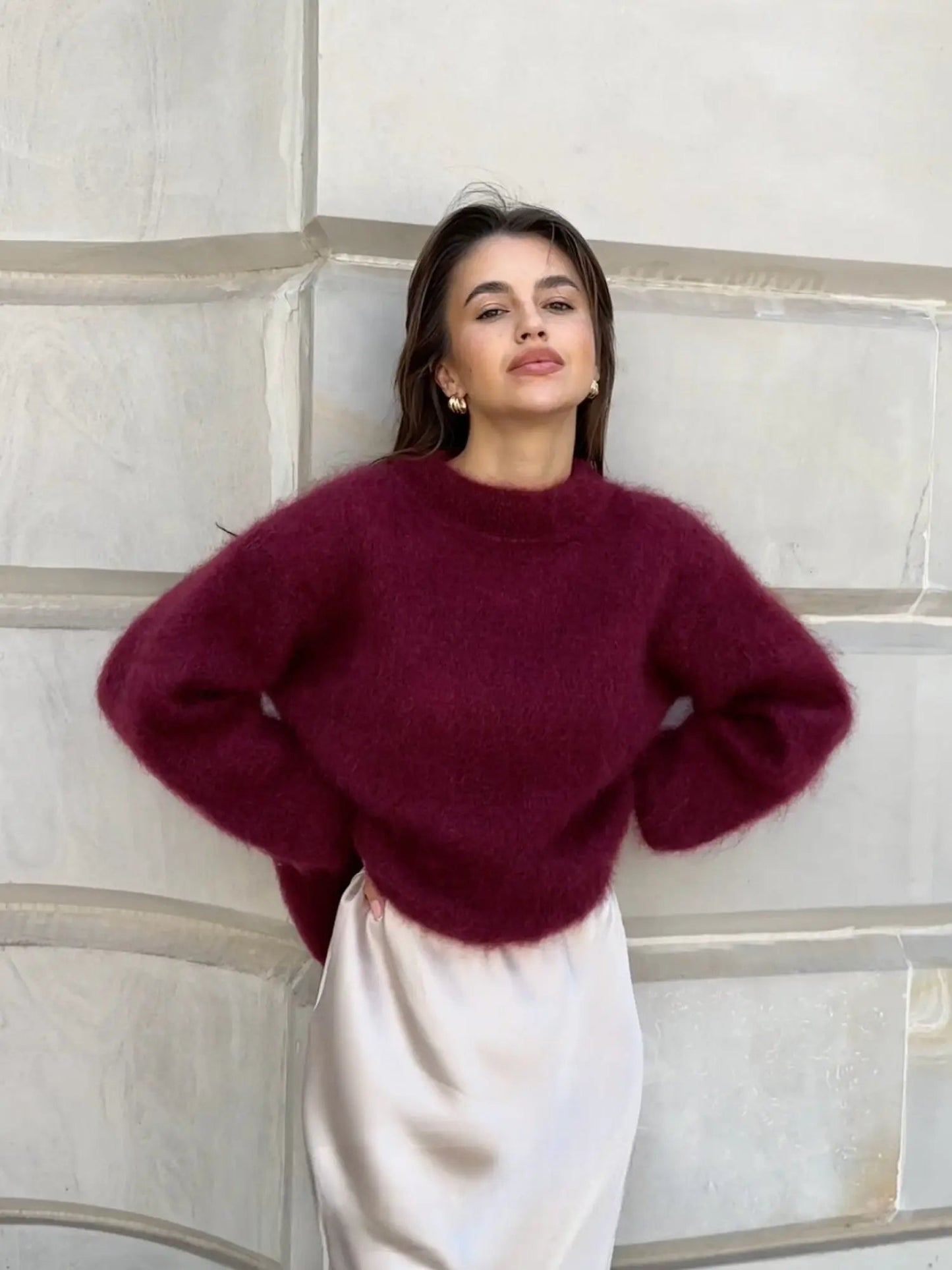 Damen Mohair Pullover Weich Groß - Norvielle