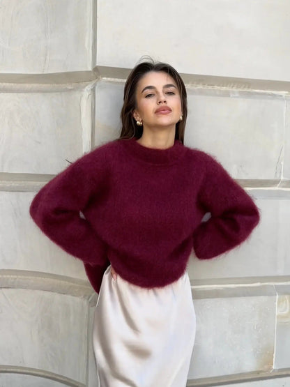 Damen Mohair Pullover Weich Groß - Norvielle