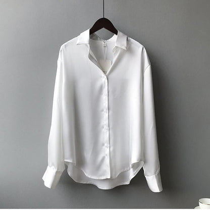 Damen Seidenbluse Elegante Knöpfe