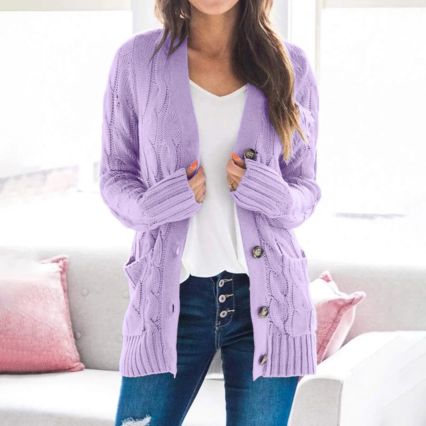Damen Jacke Knöpfe Elegant Modern