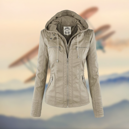 Damen Lederjacke Slim Fit Reißverschluss
