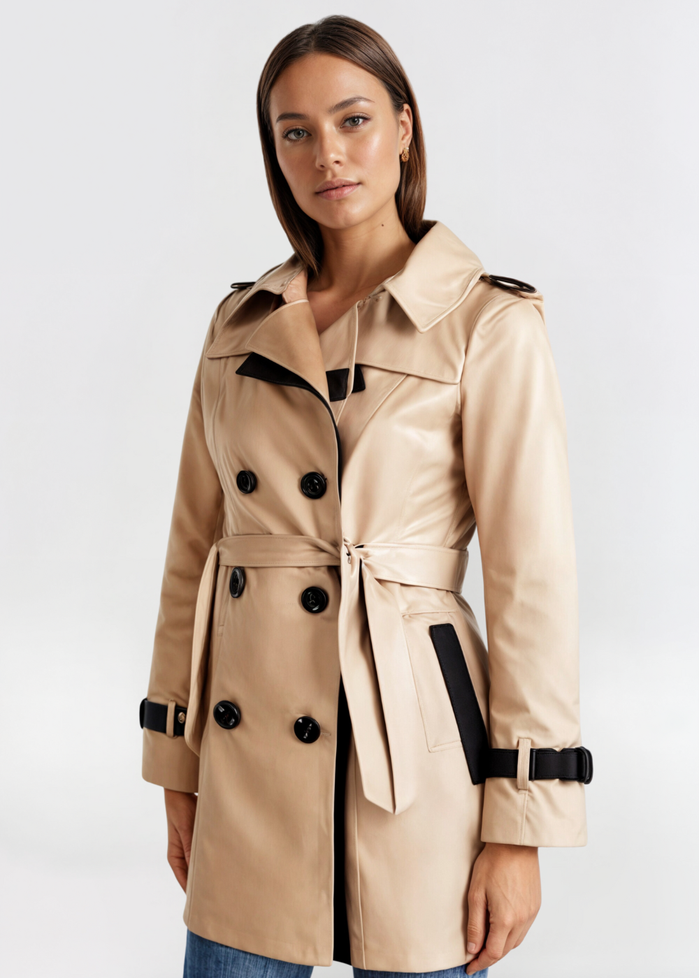 Damen Trenchcoat Lang Wasserfest