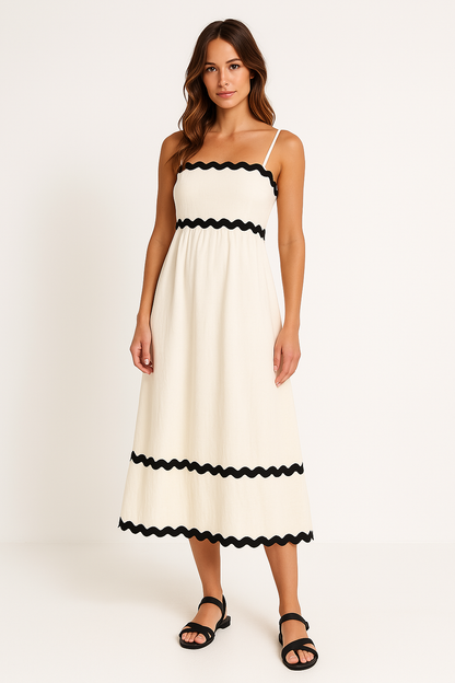 Damen A-Linie Maxikleid Spaghettiträger Sommerkleid