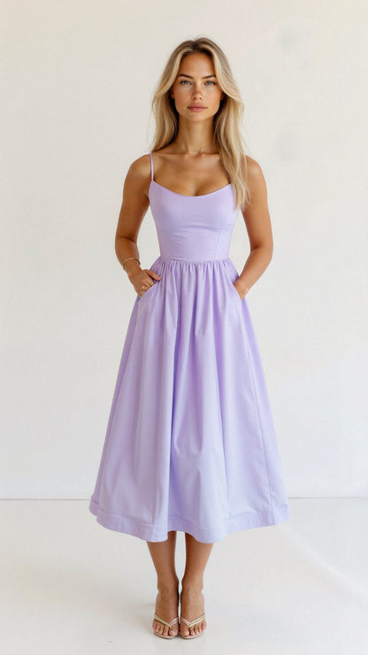 Damen A-Linie Midikleid Ascot Stil Elegantes Kleid