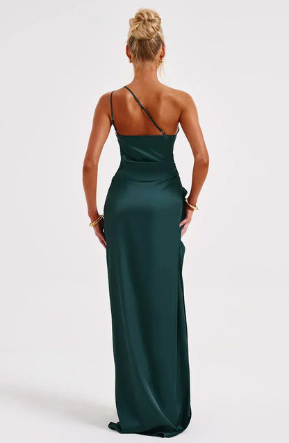 Damen Maxikleid Asymmetrischer Ausschnitt Mit Schlitz