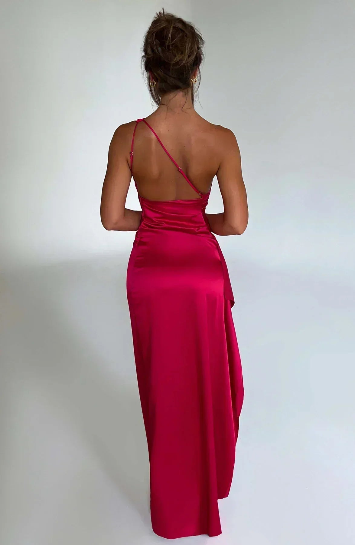Damen Maxikleid Asymmetrischer Ausschnitt Mit Schlitz