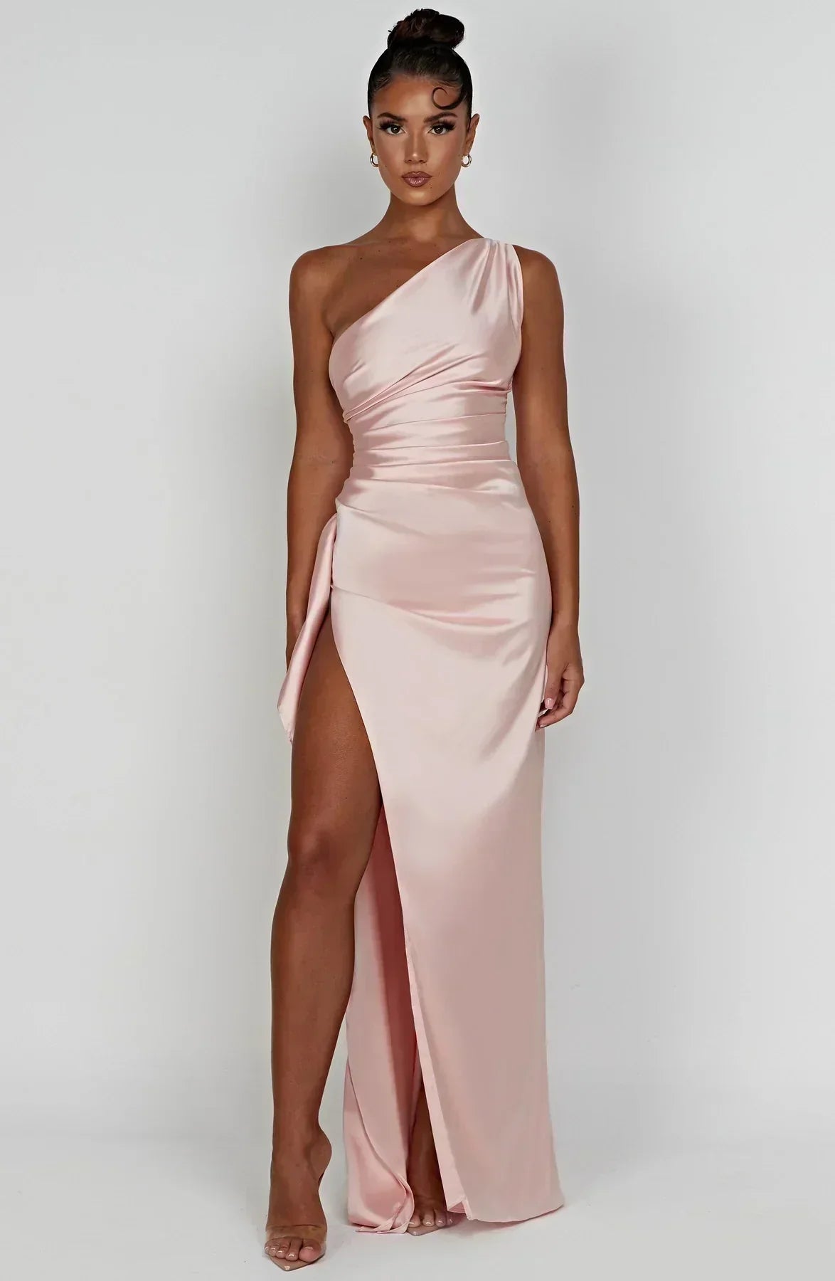 Damen Maxikleid Asymmetrischer Ausschnitt Mit Schlitz