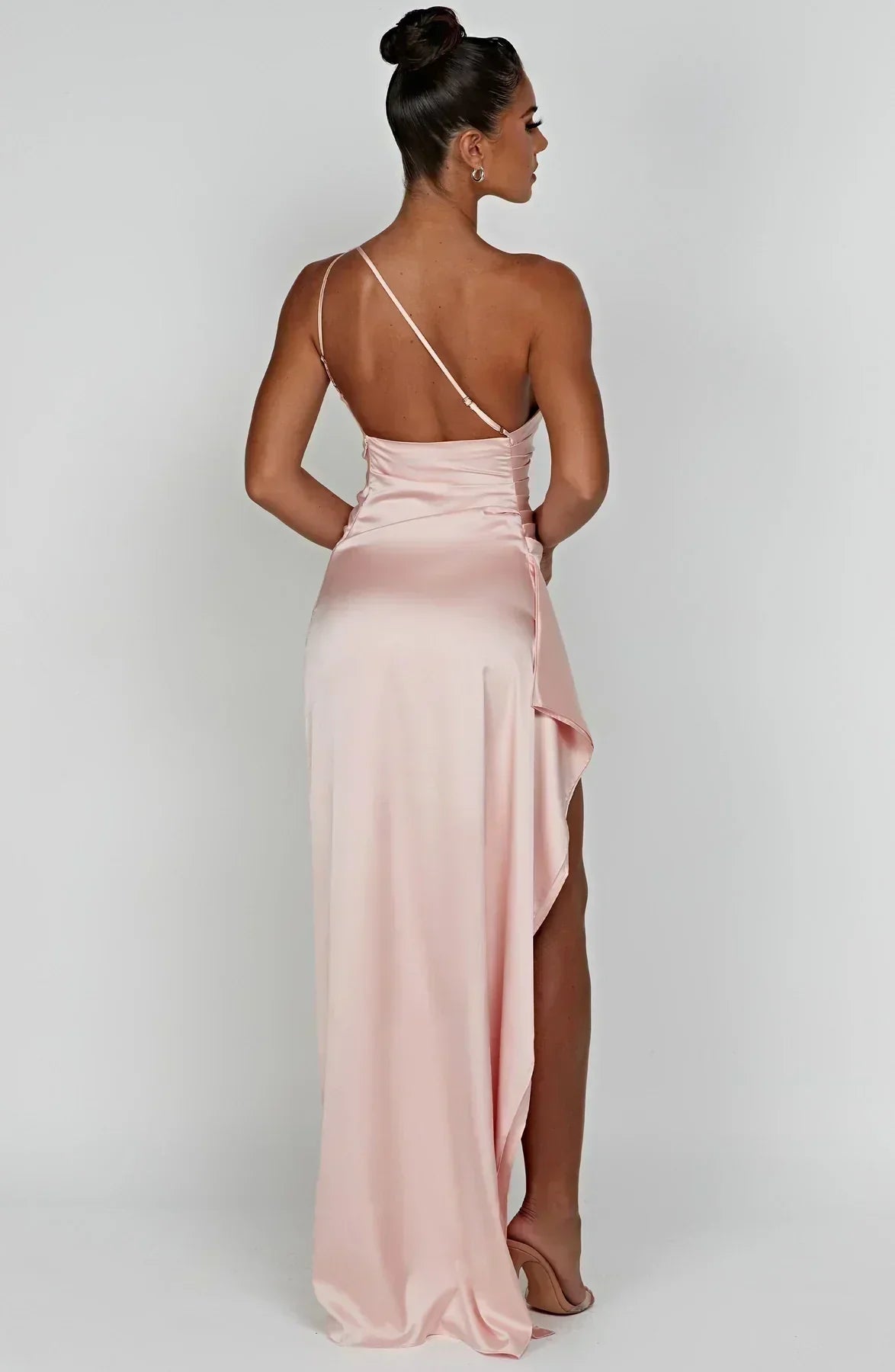 Damen Maxikleid Asymmetrischer Ausschnitt Mit Schlitz