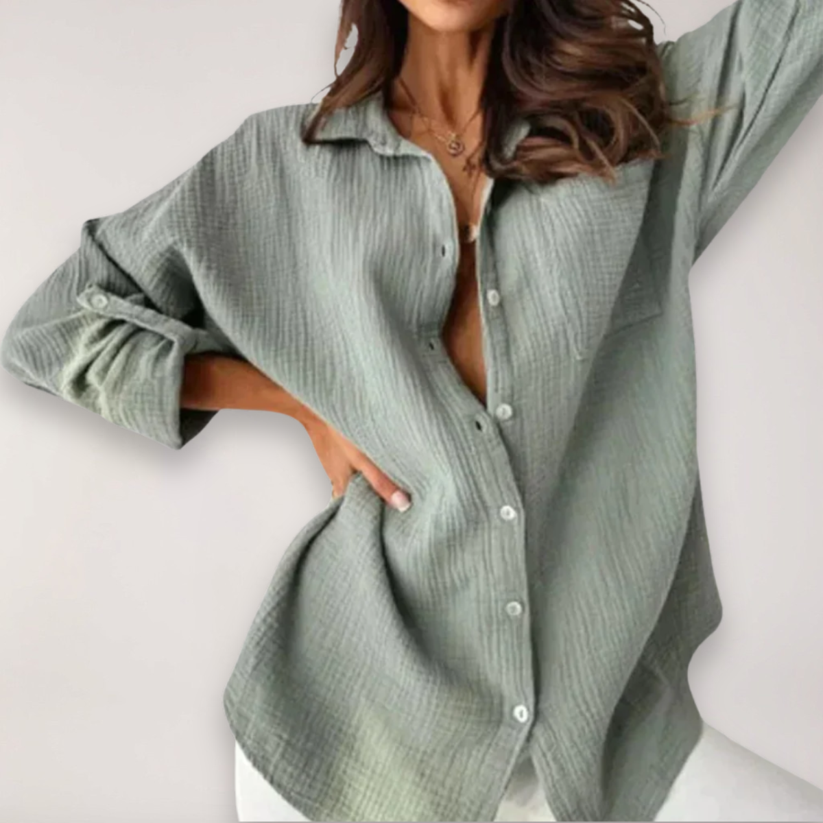 Damen Hemd mit Knopfleiste und hochgekrempelten Ärmeln Elegantes
