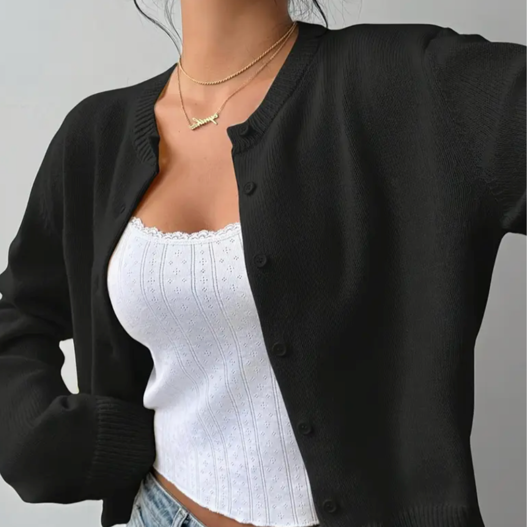 Damen Cardigan Frühling Mit Kragen Und Knöpfen