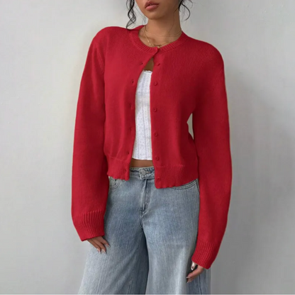 Damen Cardigan Frühling Mit Kragen Und Knöpfen