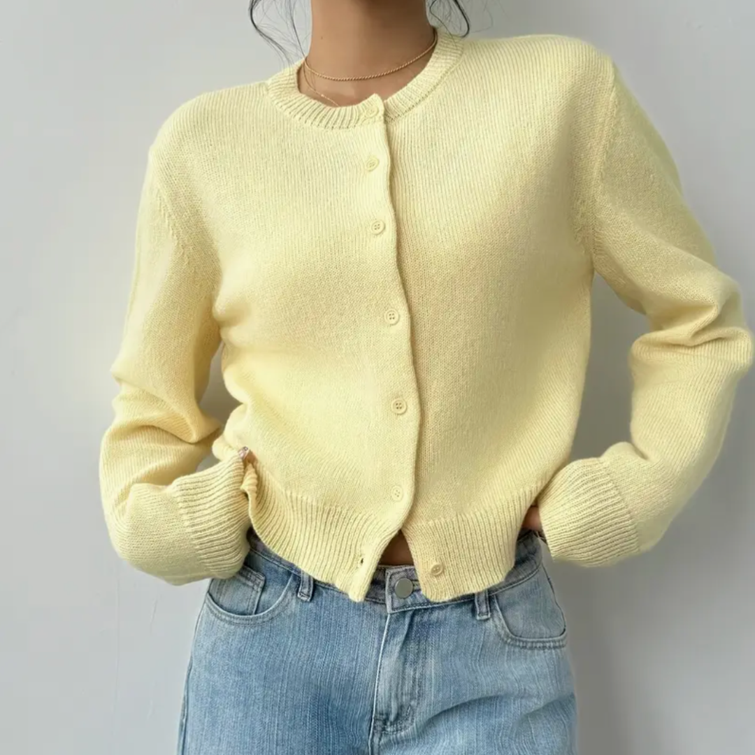 Damen Cardigan Frühling Mit Kragen Und Knöpfen