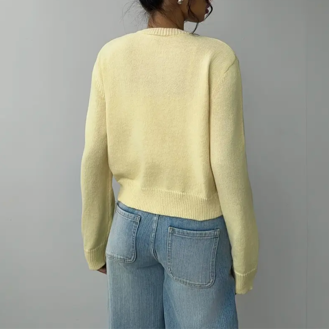 Damen Cardigan Frühling Mit Kragen Und Knöpfen