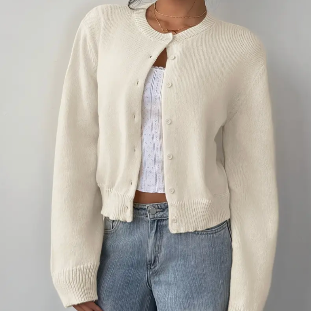 Damen Cardigan Frühling Mit Kragen Und Knöpfen - Norvielle