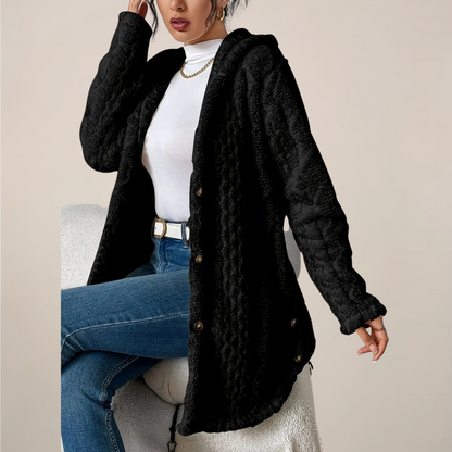 Damen Langjacke Strukturiert Kapuzenjacke Winterjacke